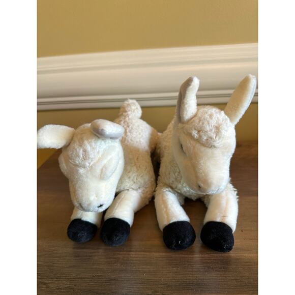 Set of 2 Aurora Lamb Plush Stuffed Animal Sheep Pair Cream White Soft Toy Kids - Picture 3 of 13